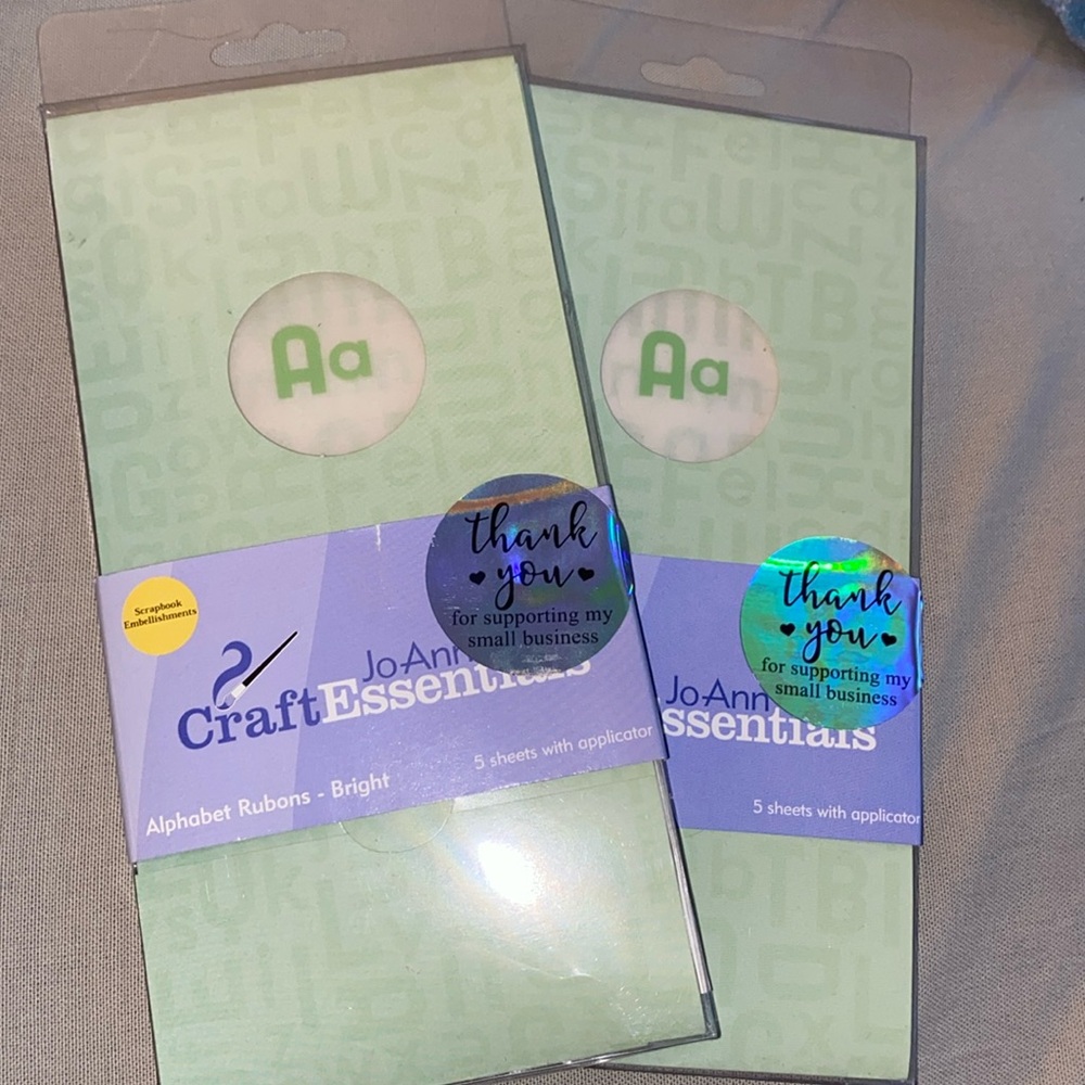 Set of 2 Joann craft essentials alphabet rub ons